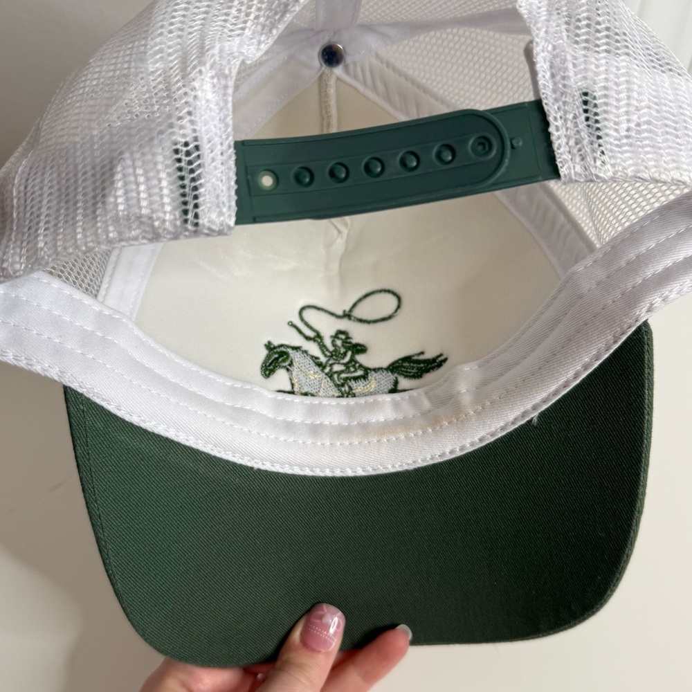 Understated Leather Free People Giddy Up Trucker Hat Green Cream NWT $38 - Picture 8 of 9
